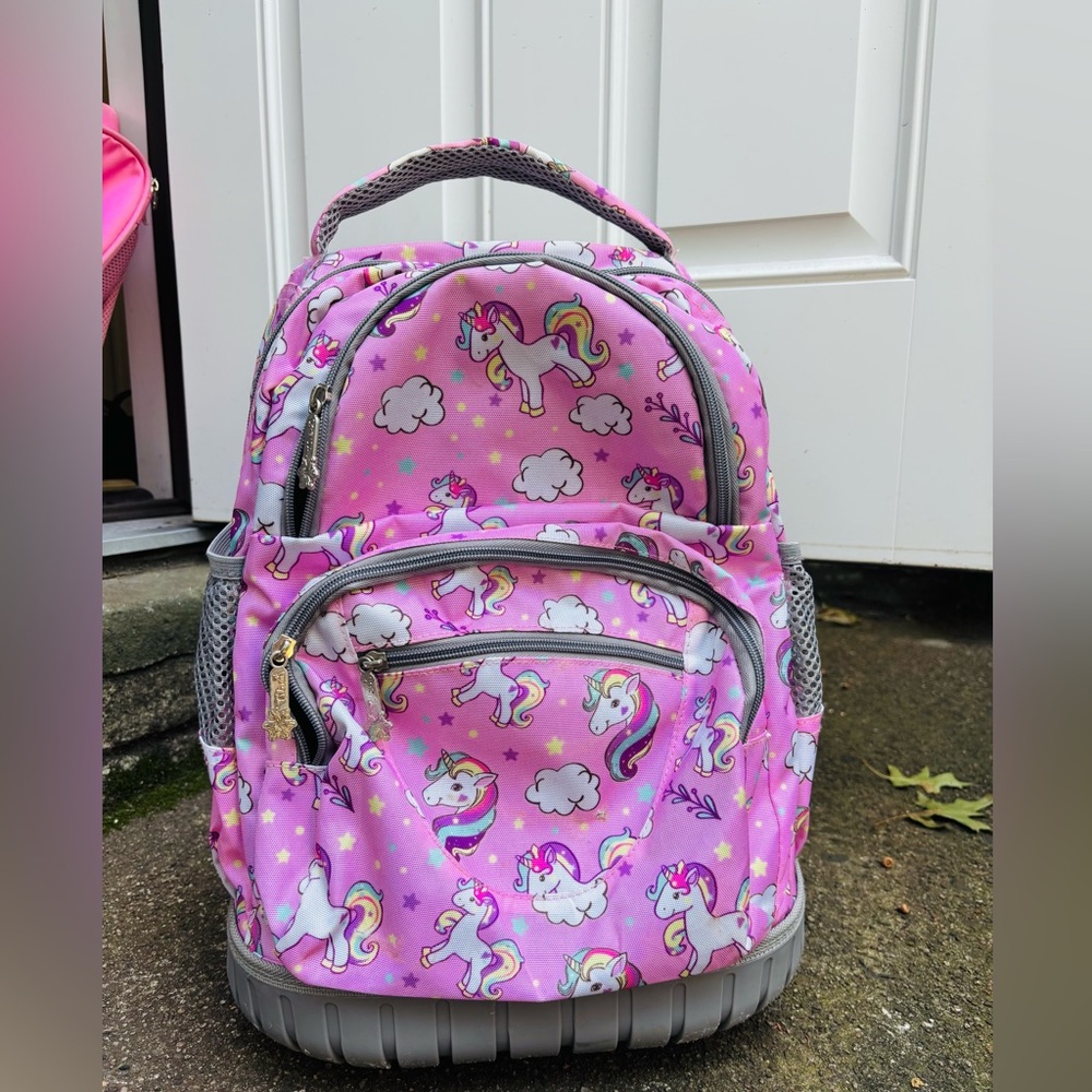 Unicorn Print Kids Backpack - Pink